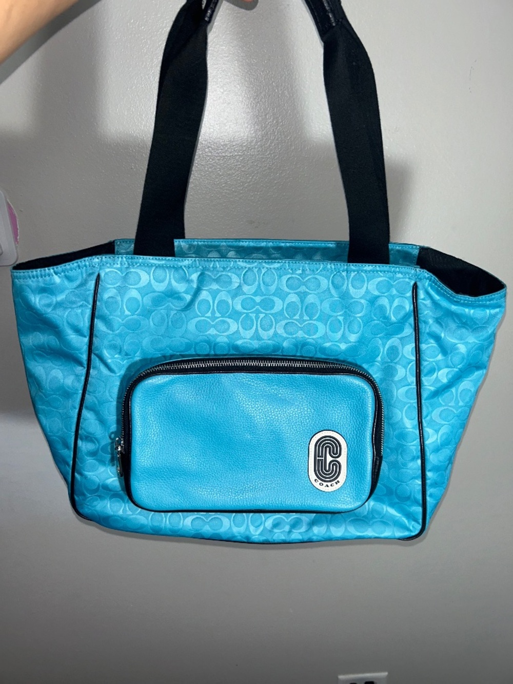Coach Court Tote In Signature Nylon With Coach Patch